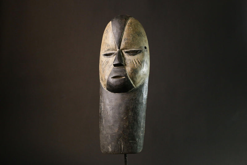 African Hand Carved Igbo Mask African Tribal Wood Art Wall Decor Unique Home Display Authentic Cultural Piece-G1855