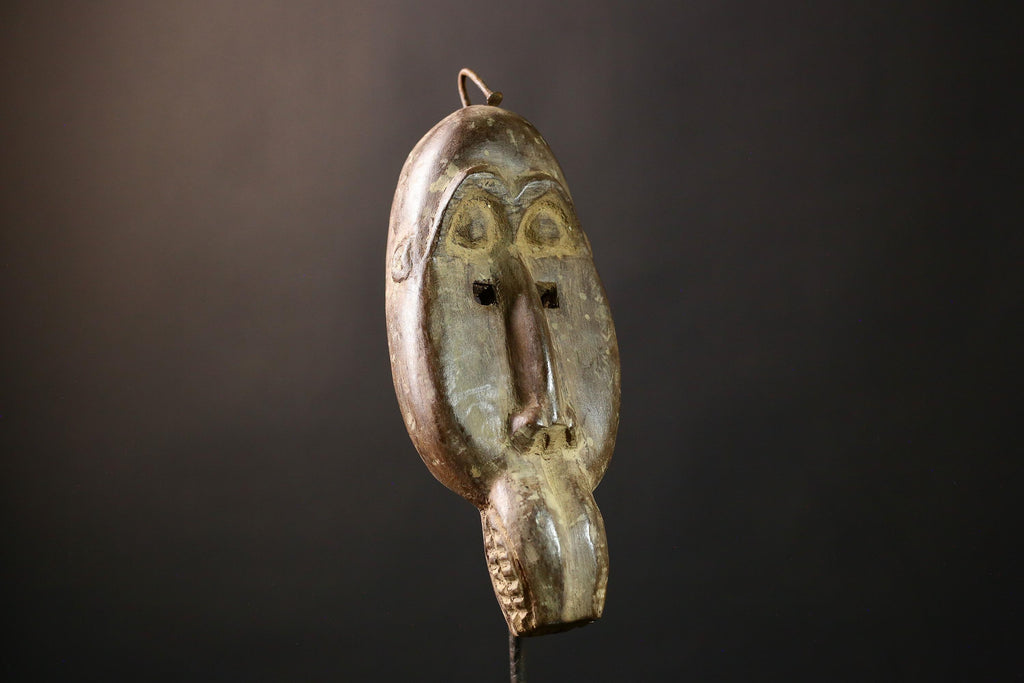 African Mask Authentic Baule Bird - Handcrafted Wooden Tribal Wall Art for Home Decor, Unique Cultural Sculpture and Collectible-G3661