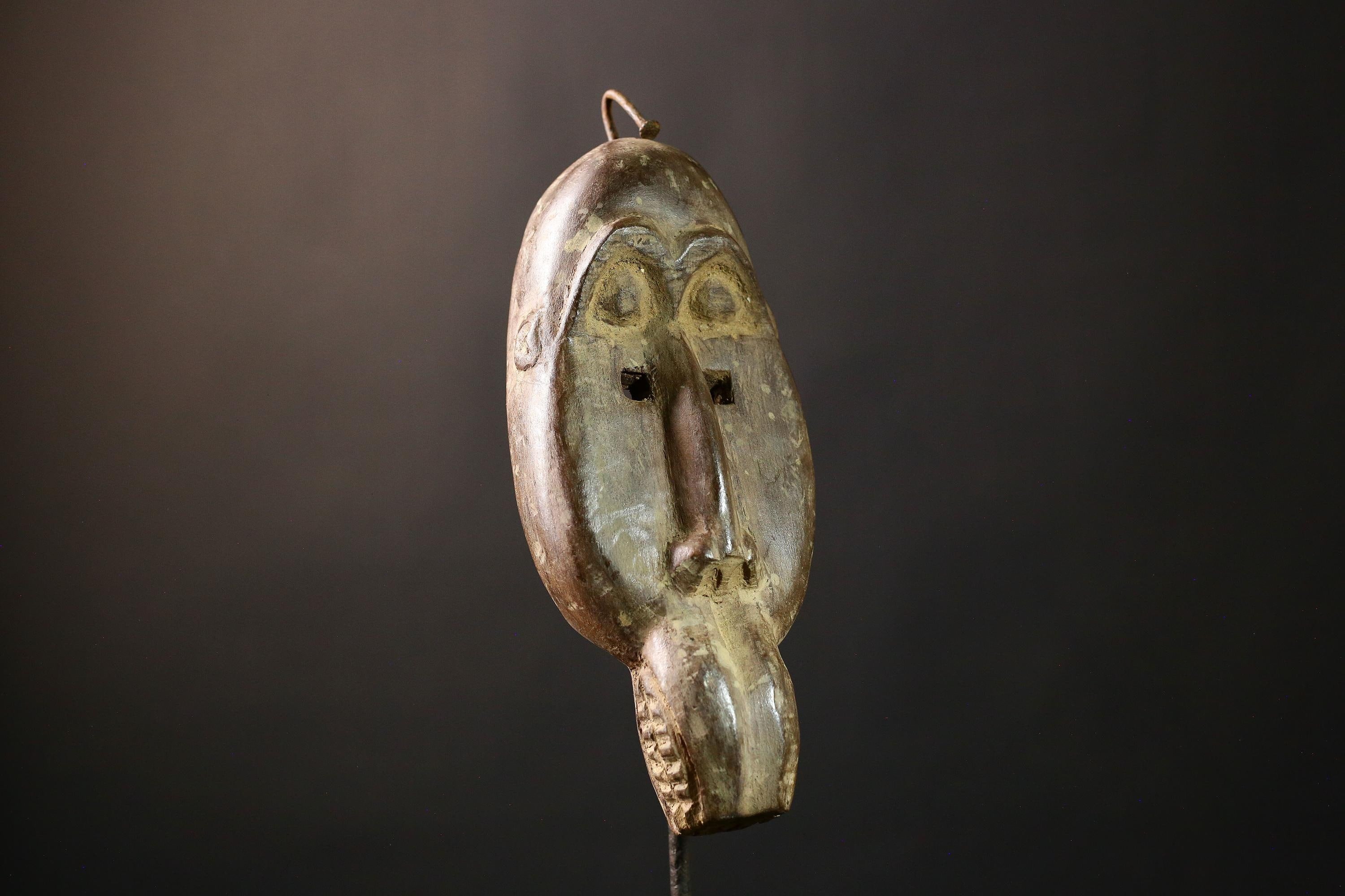 African Mask Authentic Baule Bird - Handcrafted Wooden Tribal Wall Art for Home Decor, Unique Cultural Sculpture and Collectible-G3661