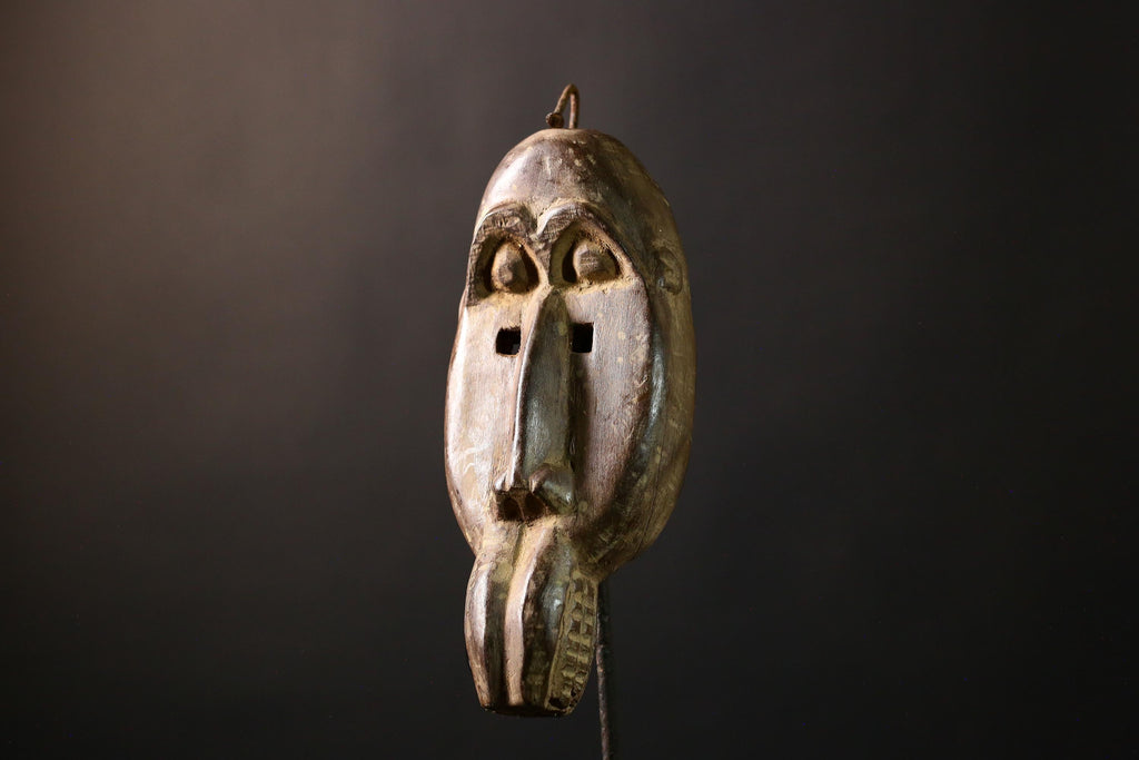 African Mask Authentic Baule Bird - Handcrafted Wooden Tribal Wall Art for Home Decor, Unique Cultural Sculpture and Collectible-G3661