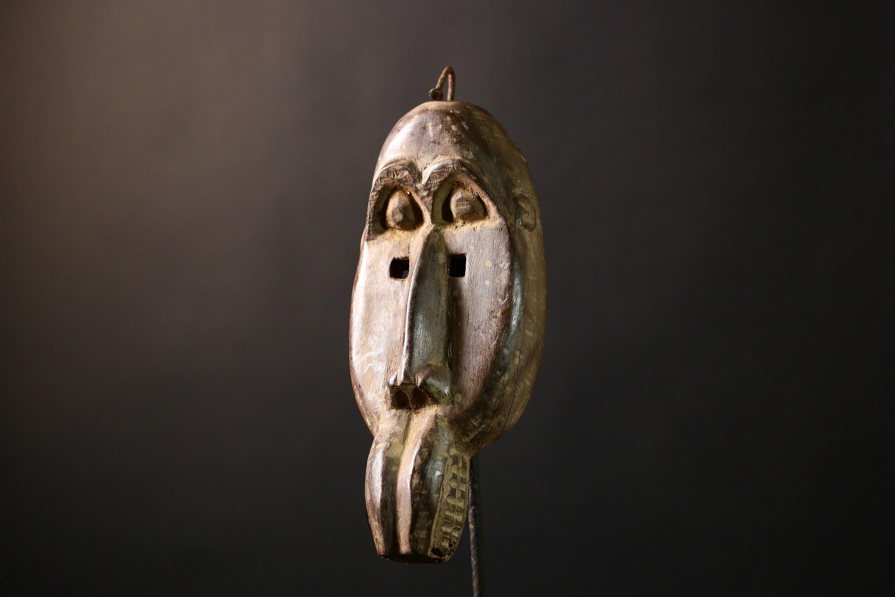 African Mask Authentic Baule Bird - Handcrafted Wooden Tribal Wall Art for Home Decor, Unique Cultural Sculpture and Collectible-G3661