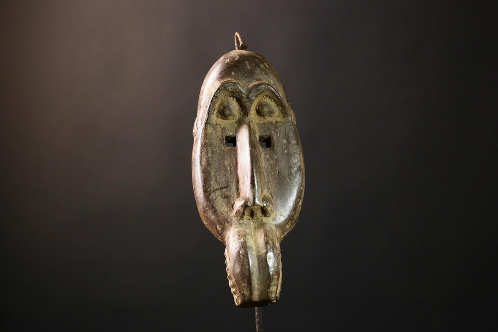 African Mask Authentic Baule Bird - Handcrafted Wooden Tribal Wall Art for Home Decor, Unique Cultural Sculpture and Collectible-G3661