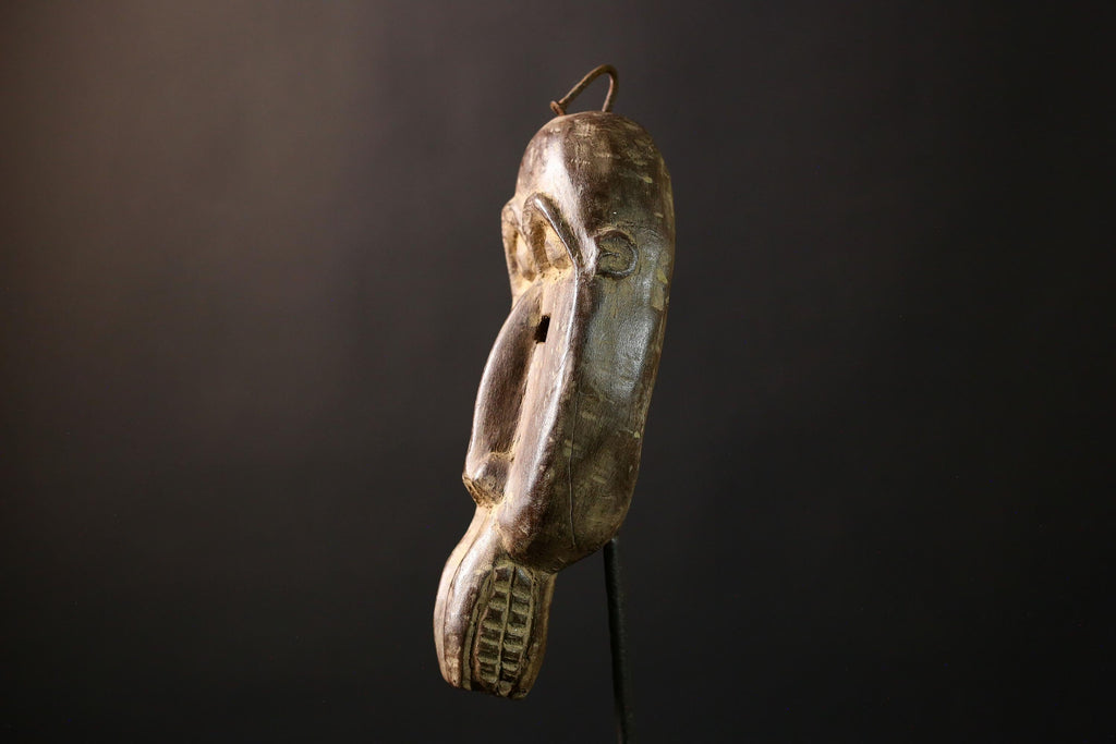 African Mask Authentic Baule Bird - Handcrafted Wooden Tribal Wall Art for Home Decor, Unique Cultural Sculpture and Collectible-G3661
