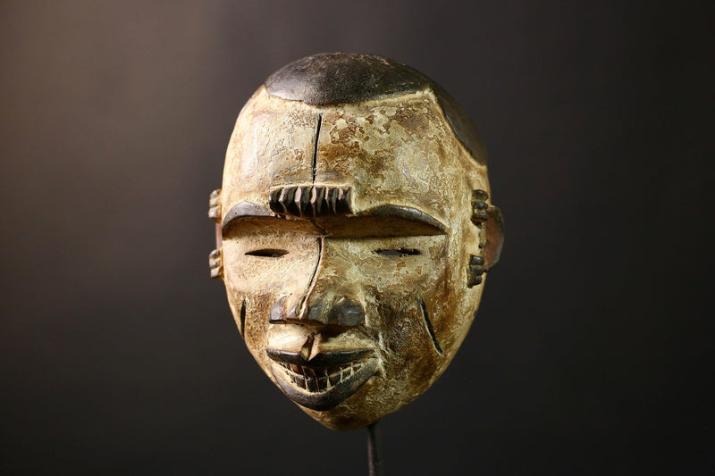 African Mask Igbo Kpong - Unique Wooden Wall Art Hanging, Tribal Decor Sculpture for Home, Ethnic Art and Collectible Piece-G3659