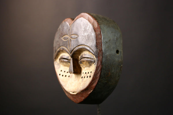 African Mask Antique Lega - Authentic Tribal Face Wooden Wall Art Decor for Home, Unique Ethnic Sculpture and Cultural Collectible0-G3658