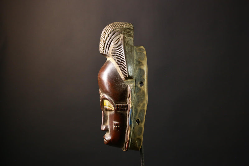 African Mask Baule Guro - Handmade Tribal Wood Wall Decor, Unique Art Mask Sculpture for Home, Cultural Collectibles-G3651