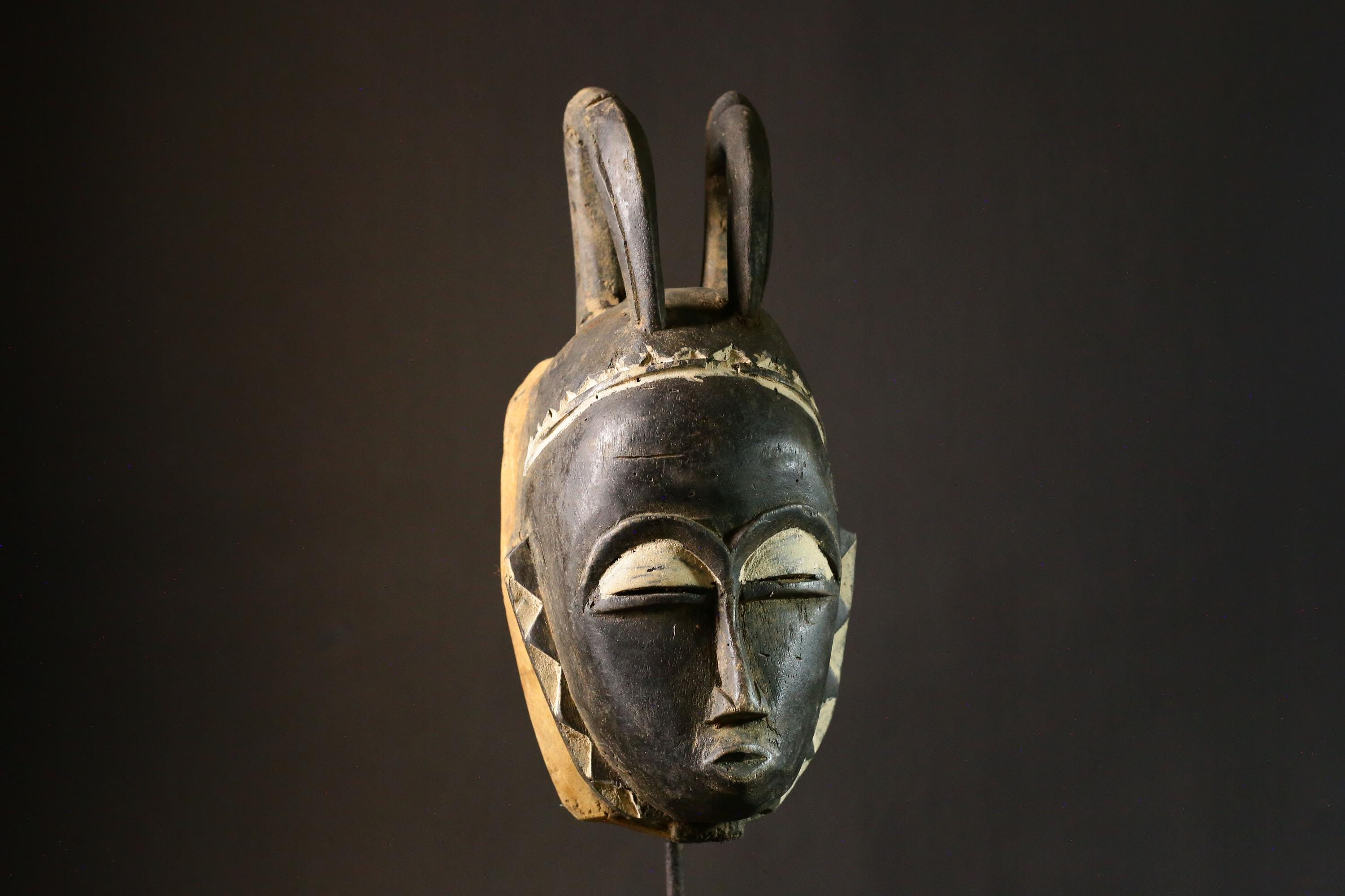 African mask Vintage Baule Mask Tribal Face Wall Art Antique Decor Unique Collectible Piece for Home Display- G1834
