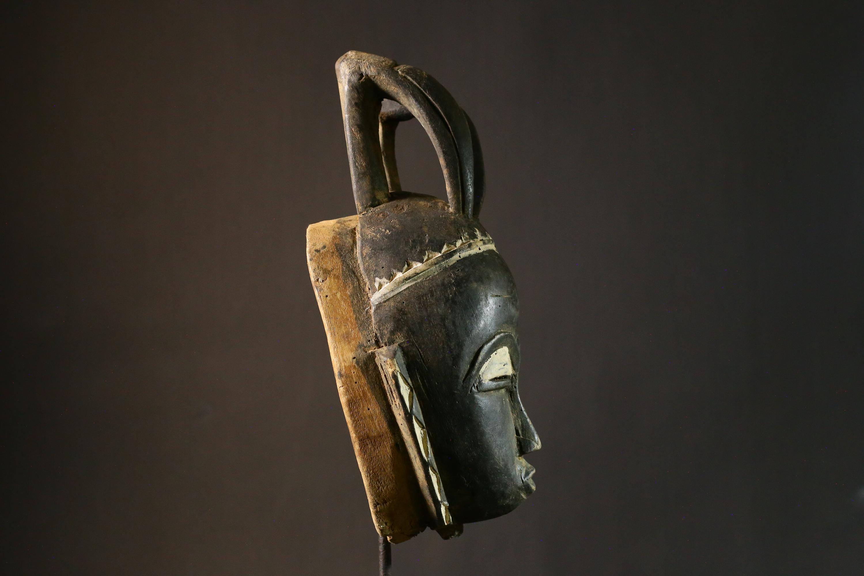 African mask Vintage Baule Mask Tribal Face Wall Art Antique Decor Unique Collectible Piece for Home Display- G1834