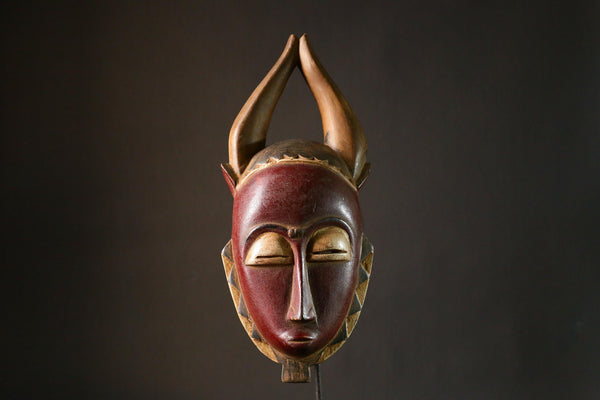 African mask Antique Baule Mask Wood Vintage Face Folk Art Unique Collectible Decor Piece for Home Display-8100