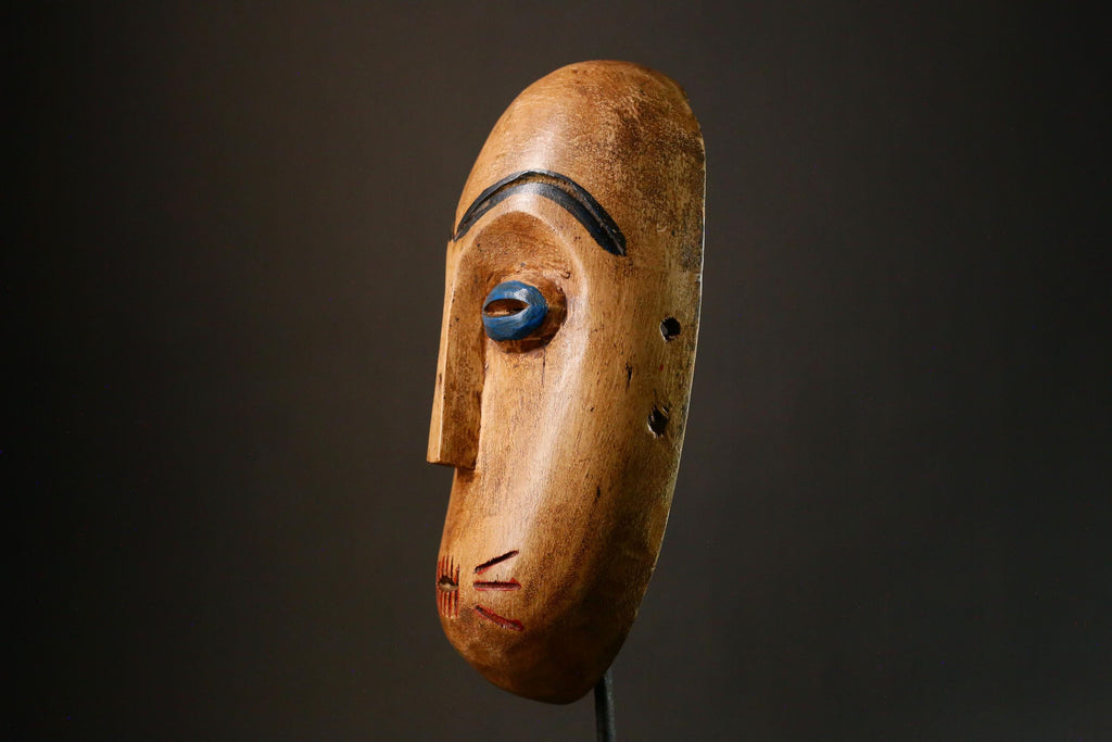 African mask Antique Mask Black and Red Tribal Art Decor with White Teeth Remnants Unique Collectible Home Display Piece -G3426