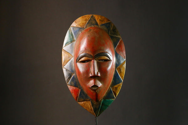 African Mask Antique Baule Mask Tribal Art Unique Wall Decor Collectible Cultural Home Display Piece for Gallery-G3423