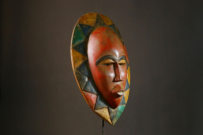 African Mask Antique Baule Mask Tribal Art Unique Wall Decor Collectible Cultural Home Display Piece for Gallery-G3423