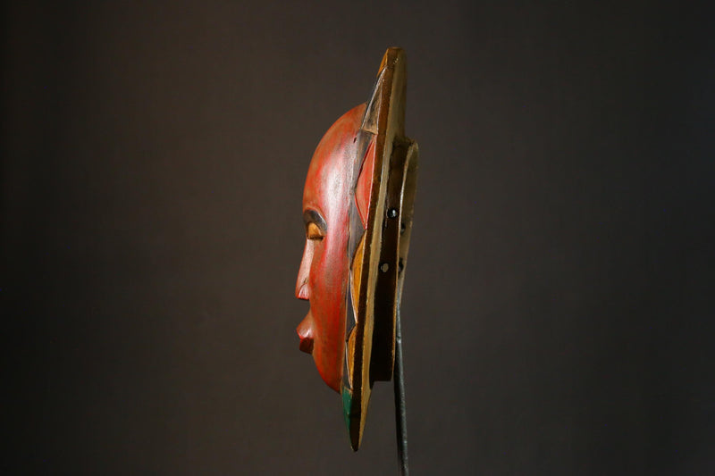 African Mask Antique Baule Mask Tribal Art Unique Wall Decor Collectible Cultural Home Display Piece for Gallery-G3423