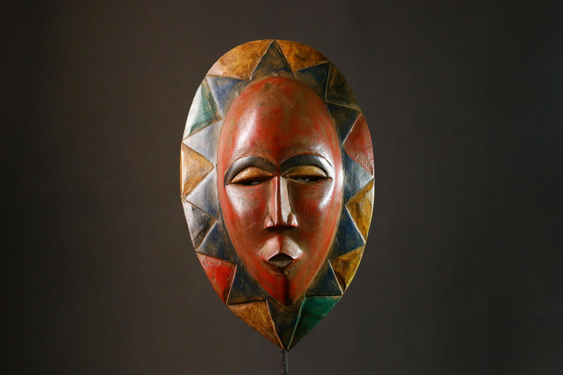 African Mask Antique Baule Mask Tribal Art Unique Wall Decor Collectible Cultural Home Display Piece for Gallery-G3423