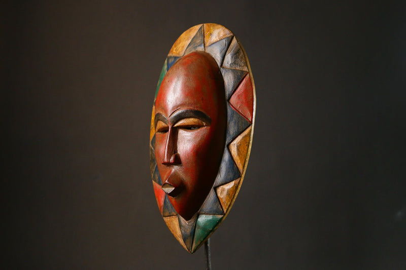 African Mask Antique Baule Mask Tribal Art Unique Wall Decor Collectible Cultural Home Display Piece for Gallery-G3423