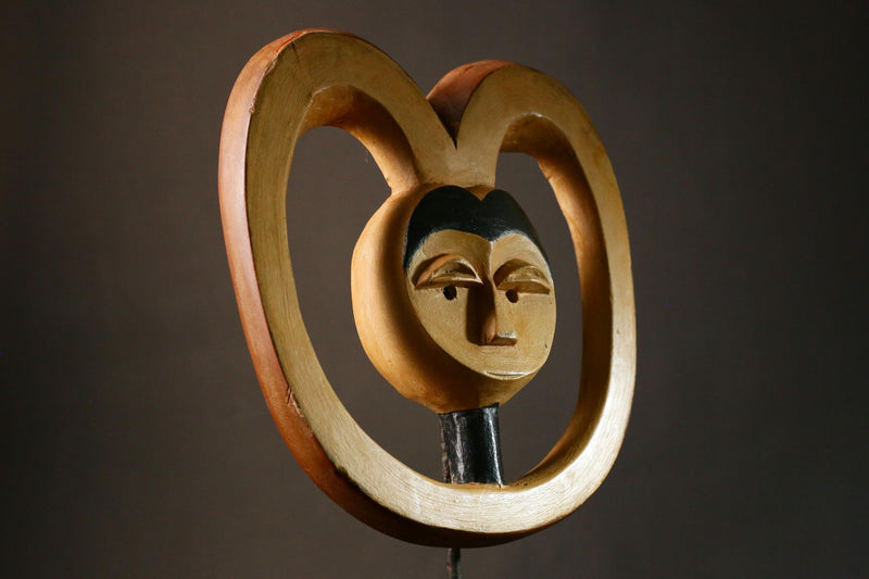 African mask Kwele Ekuk Mask Art from Gabon Unique Tribal Collectible Decor Piece for Home or Gallery Display -G3422