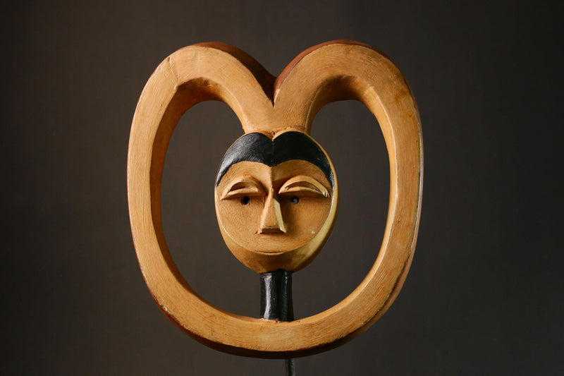 African mask Kwele Ekuk Mask Art from Gabon Unique Tribal Collectible Decor Piece for Home or Gallery Display -G3422