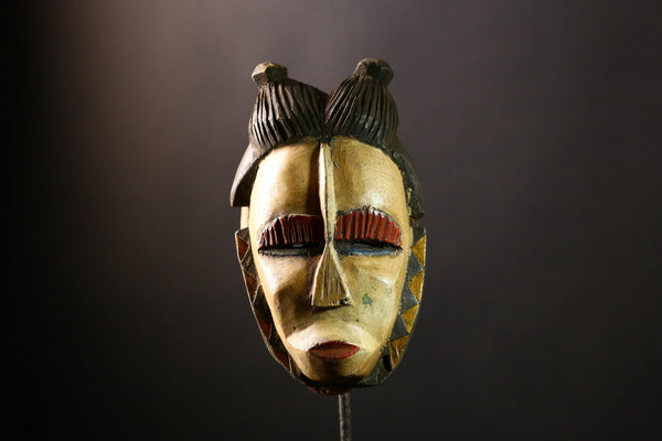 African Mask Guro - Unique Hand-Carved Wooden Wall Art, Tribal Decor Sculpture for Home, Collectibles, Cultural Heritage-5250