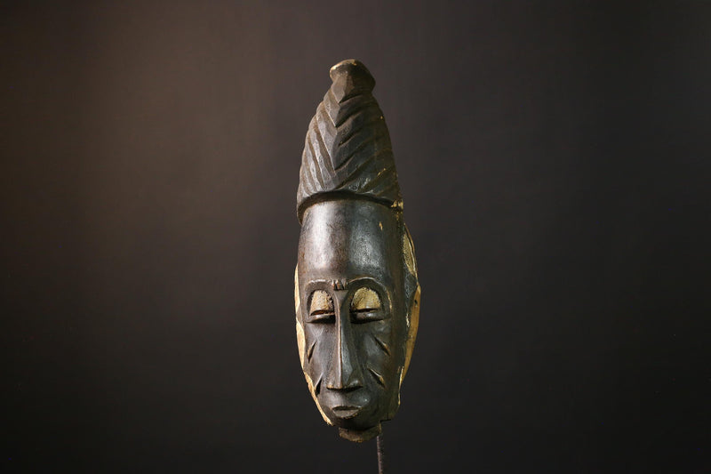 African Mask Guro - Unique Hand-Carved Tribal Wooden Wall Art Decor, Cultural Sculpture for Home, Collectibles, Ethnic Art-5285