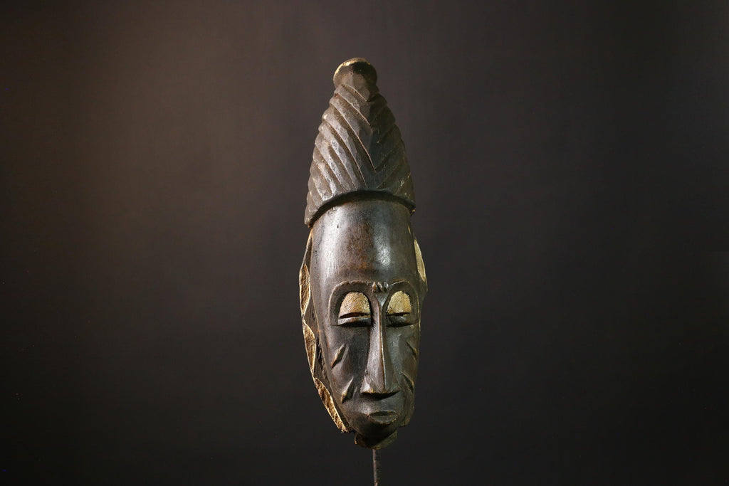 African Mask Guro - Unique Hand-Carved Tribal Wooden Wall Art Decor, Cultural Sculpture for Home, Collectibles, Ethnic Art-5285