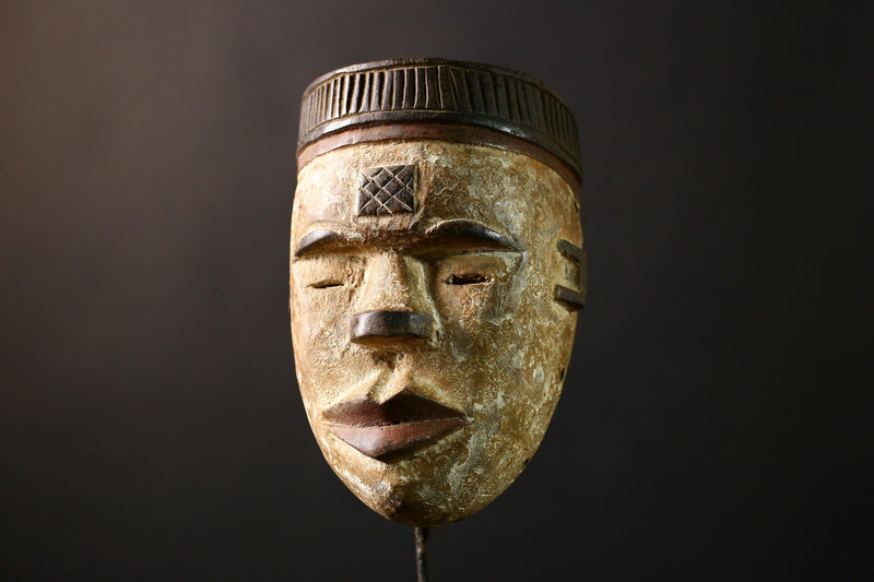 African Mask Igbo Ibo - Unique Hand-Carved Wooden Ceremonial Wall Art, Tribal Decor from Nigeria, Cultural Collectible Sculpture-G3678