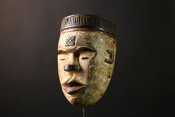 African Mask Igbo Ibo - Unique Hand-Carved Wooden Ceremonial Wall Art, Tribal Decor from Nigeria, Cultural Collectible Sculpture-G3678