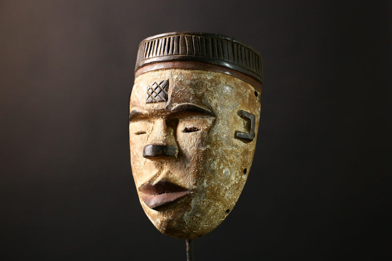 African Mask Igbo Ibo - Unique Hand-Carved Wooden Ceremonial Wall Art, Tribal Decor from Nigeria, Cultural Collectible Sculpture-G3678