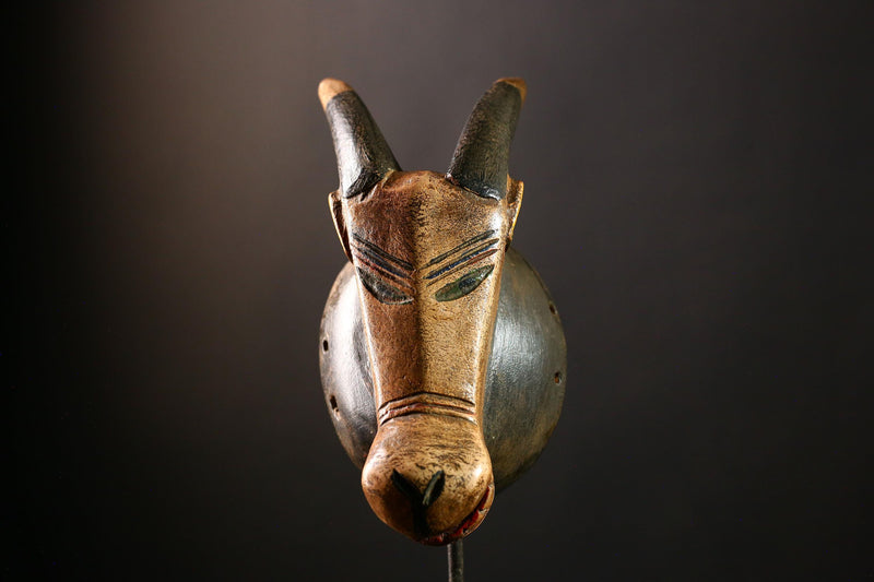 African Mask Baule BOBO Bull-Authentic Handcrafted Tribal Wall Art, Unique Decorative Mask for Home, Cultural Collectible Sculpture-G3671