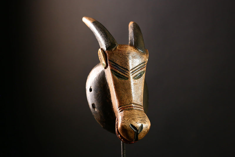 African Mask Baule BOBO Bull-Authentic Handcrafted Tribal Wall Art, Unique Decorative Mask for Home, Cultural Collectible Sculpture-G3671