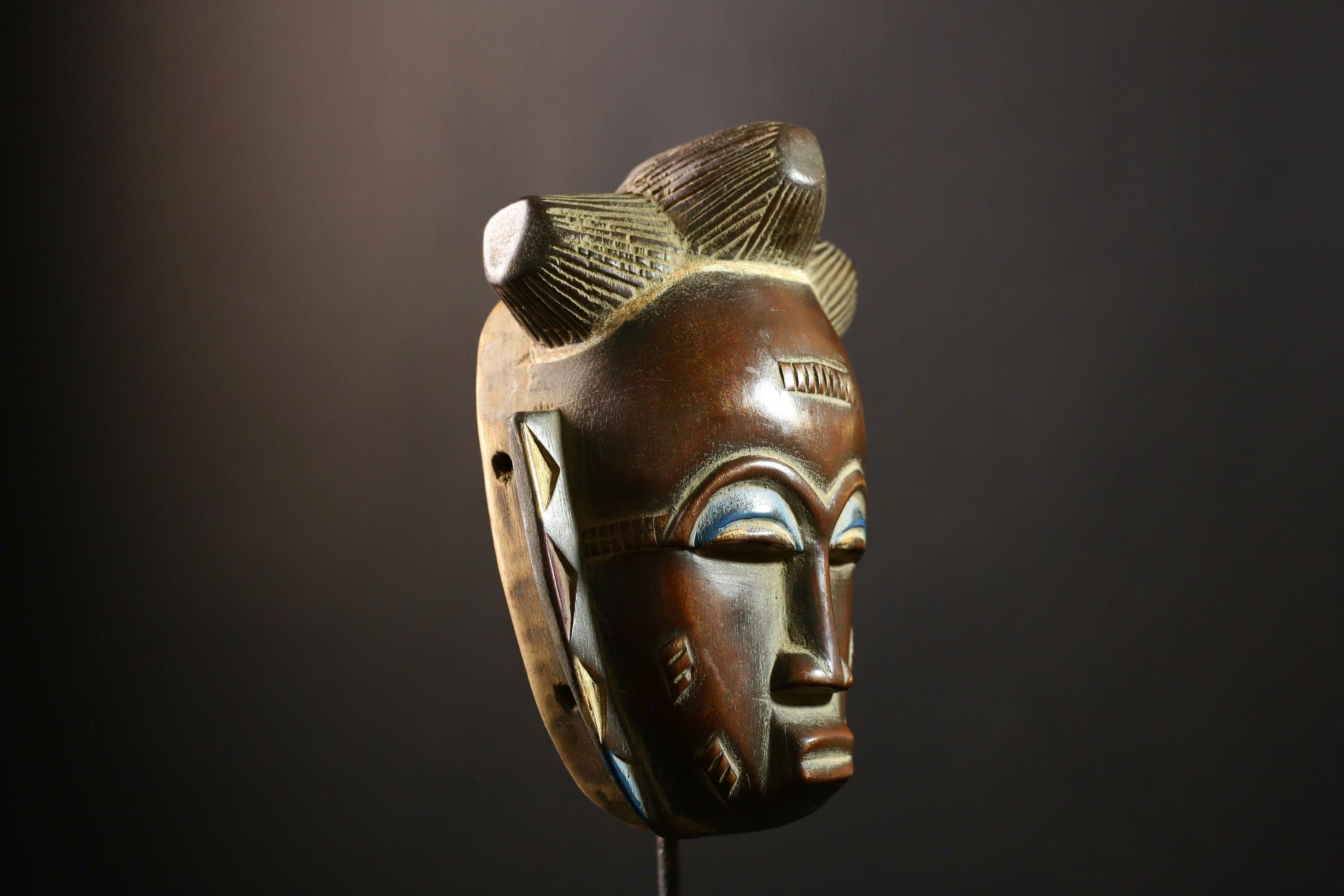 African Mask Guro Vintage - Large Handcrafted Tribal Wooden Wall Art Decor, Unique Cultural Sculpture for Home and Collectibles-G3669