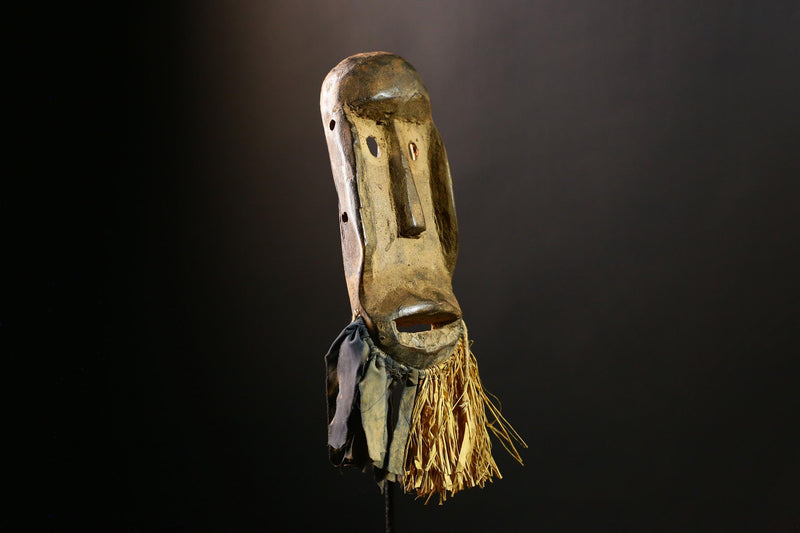 African Mask Dan Tribal Hand-Carved Wooden Face Sculpture Unique Wall Decor Piece for Home Collectible Art and Cultural Heritage-G3667