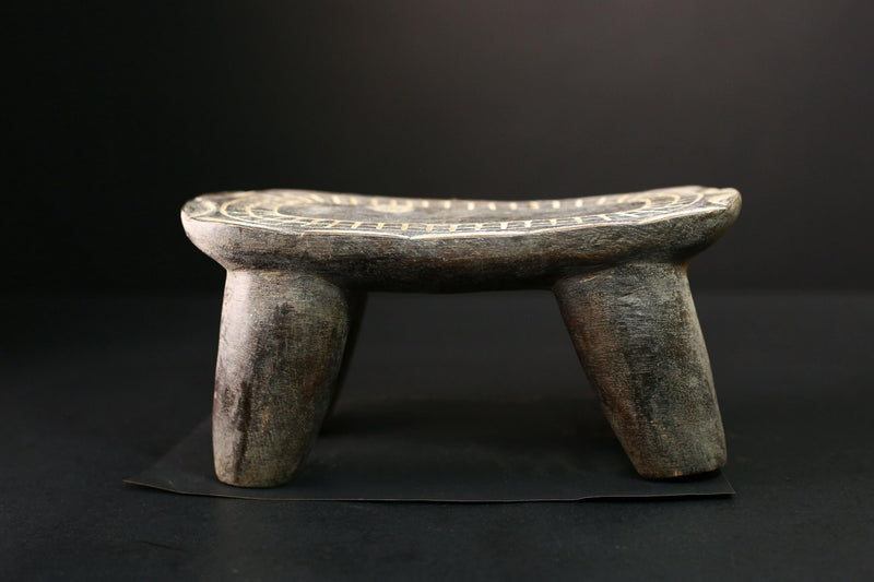 African Stool Tribal Art Handcrafted Wooden Sculpture Authentic Ethnic Home Decor Unique African Furniture Carved Wood Seat Gift-G3665