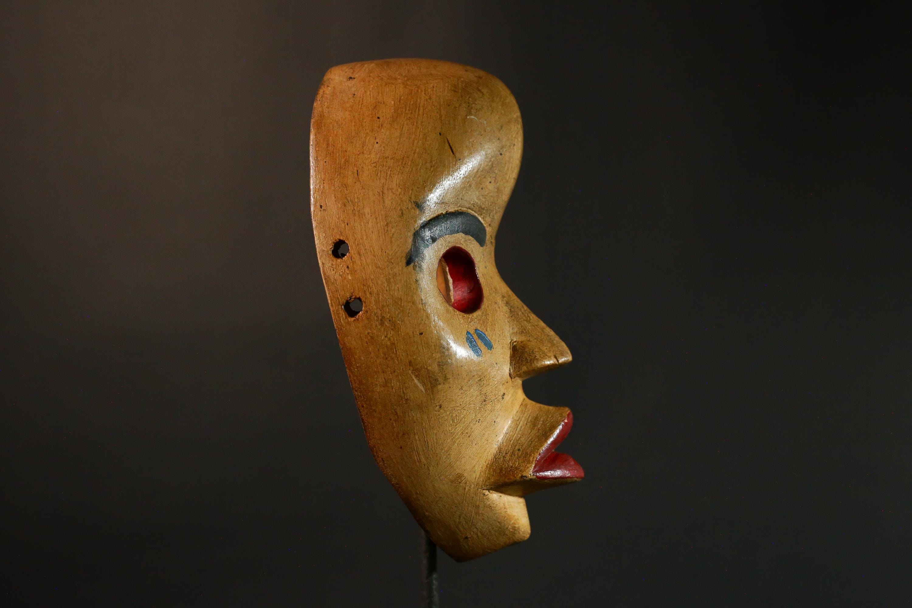 African Mask Handcrafted Solid Wood African Dan Maou Mask Vintage Tribal Art Home Decor G3445