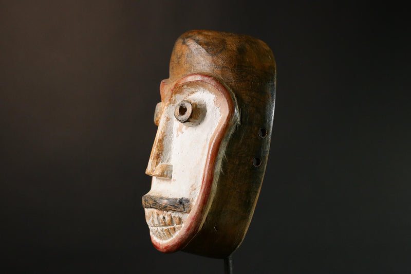 African mask Antique Handcrafted Unique Dance Mask with Tubular Eyes Relief Wooden Tribal Art Decorative Decor G3442