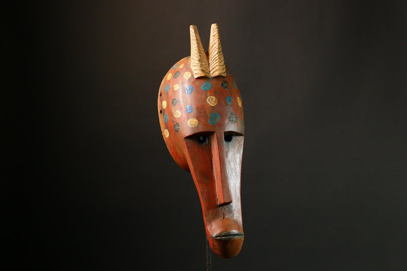 African mask Antique Handcrafted Ram Antelope Ceremonial Dance Mask Tribal Collectible Decor G3440