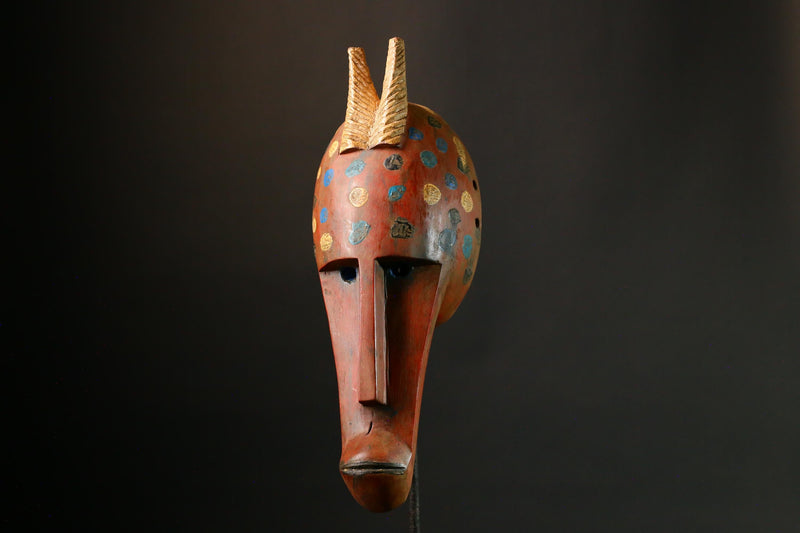 African mask Antique Handcrafted Ram Antelope Ceremonial Dance Mask Tribal Collectible Decor G3440