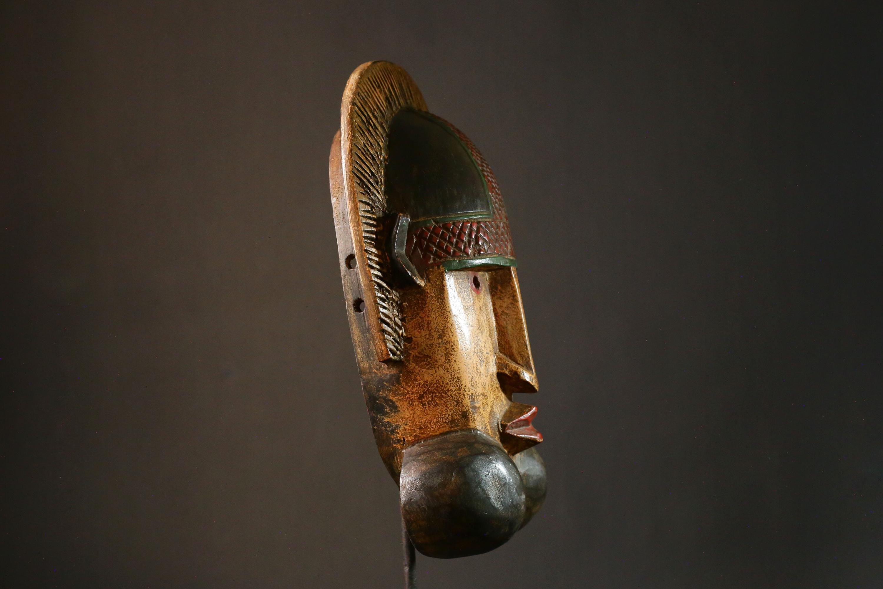 African mask Vintage Antique Tribal Baule Wood Masks Primitive Hanging Art Collectibles Decor G3430