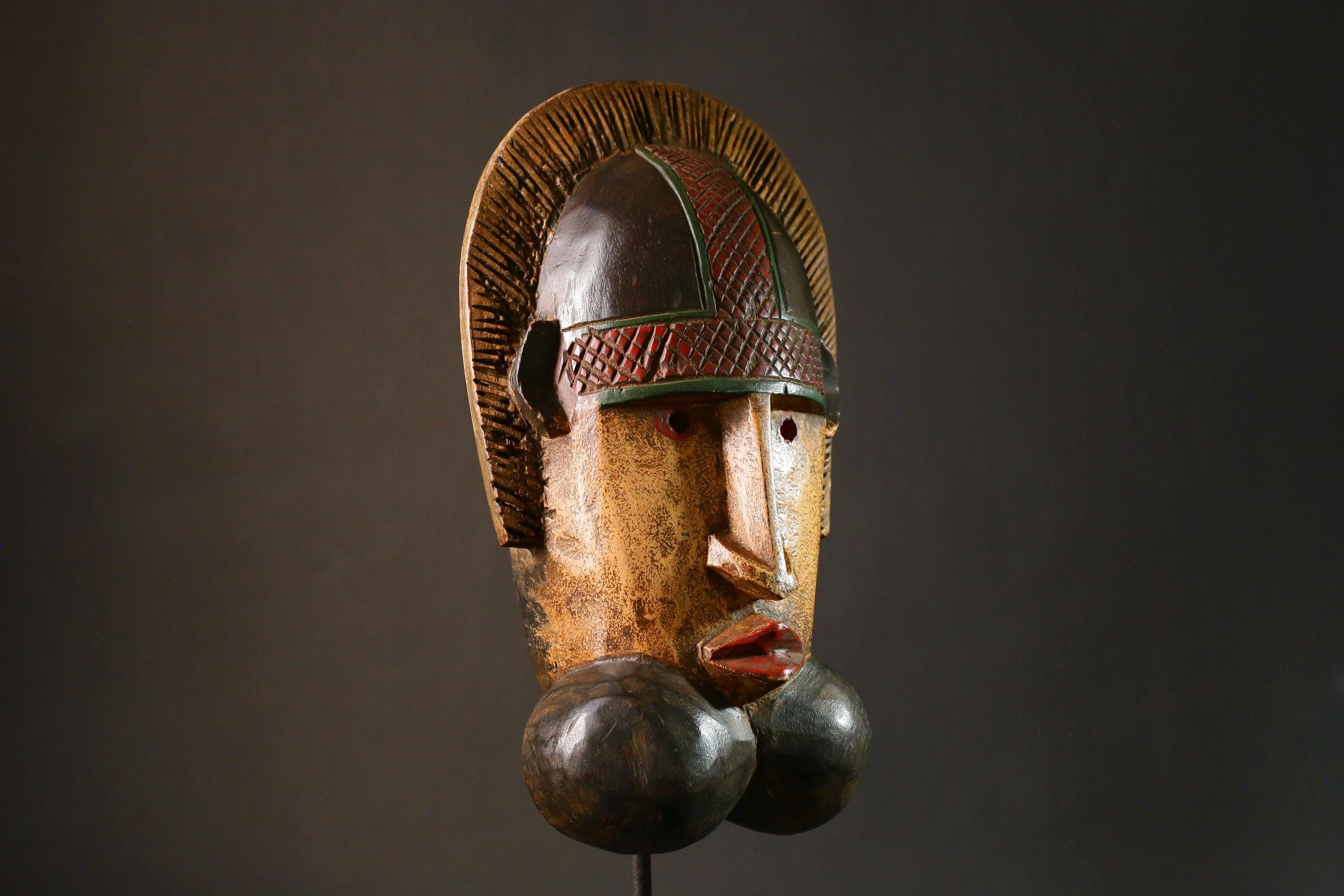 African mask Vintage Antique Tribal Baule Wood Masks Primitive Hanging Art Collectibles Decor G3430