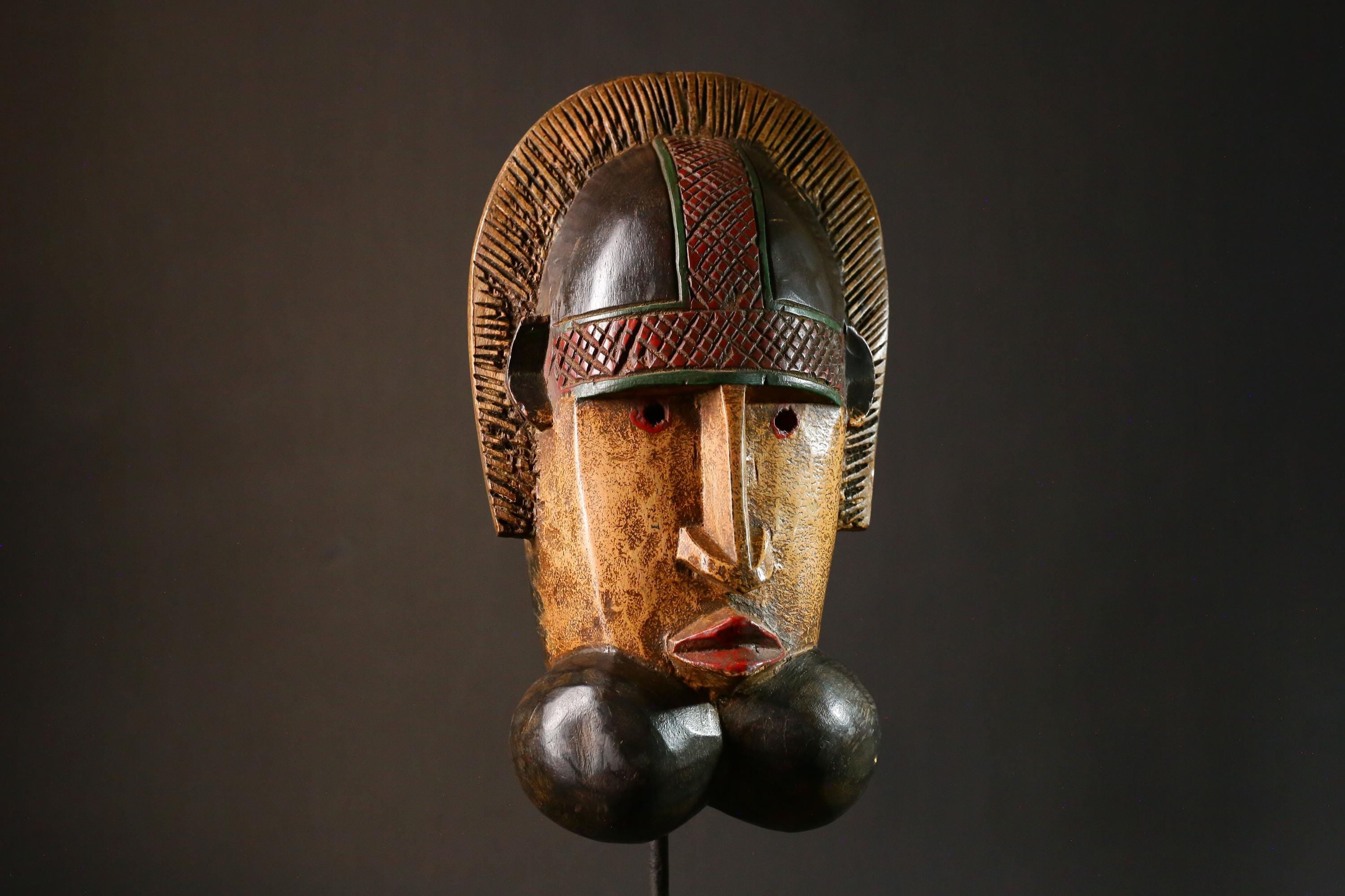 African mask Vintage Antique Tribal Baule Wood Masks Primitive Hanging Art Collectibles Decor G3430