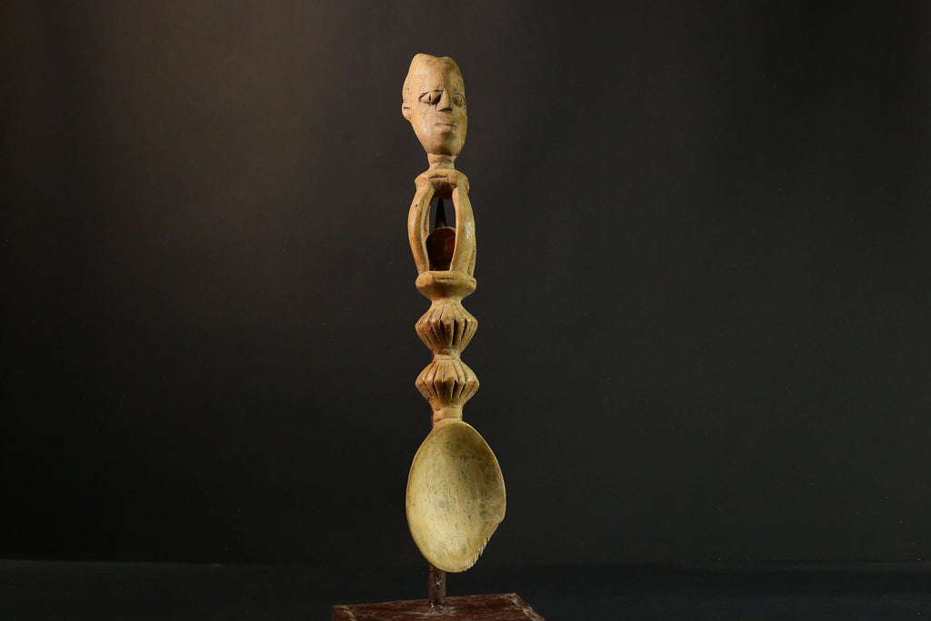 African Tribal Hand Carved African Songye Tribal Ritual Spoon Collectible Art Home Decor 9355