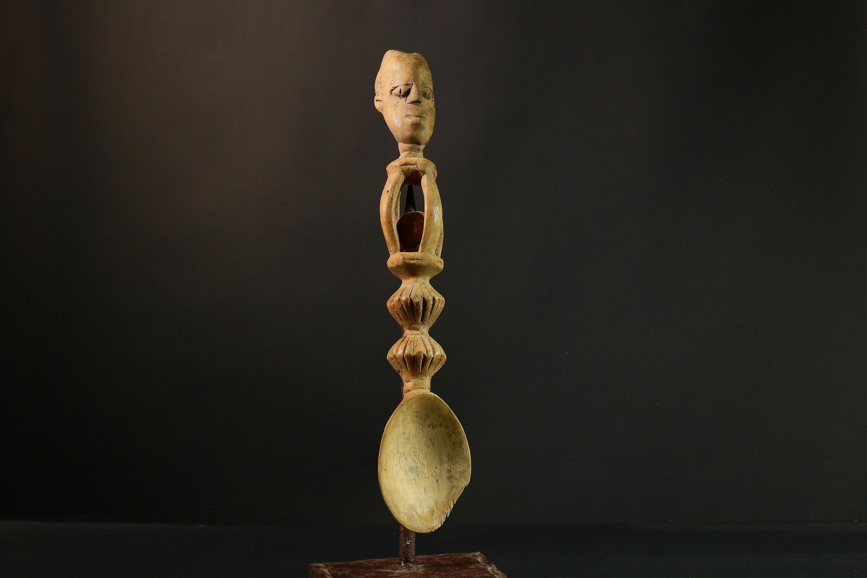 African Tribal Hand Carved African Songye Tribal Ritual Spoon Collectible Art Home Decor 9355