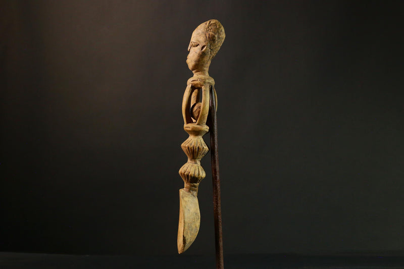 African Tribal Hand Carved African Songye Tribal Ritual Spoon Collectible Art Home Decor 9355