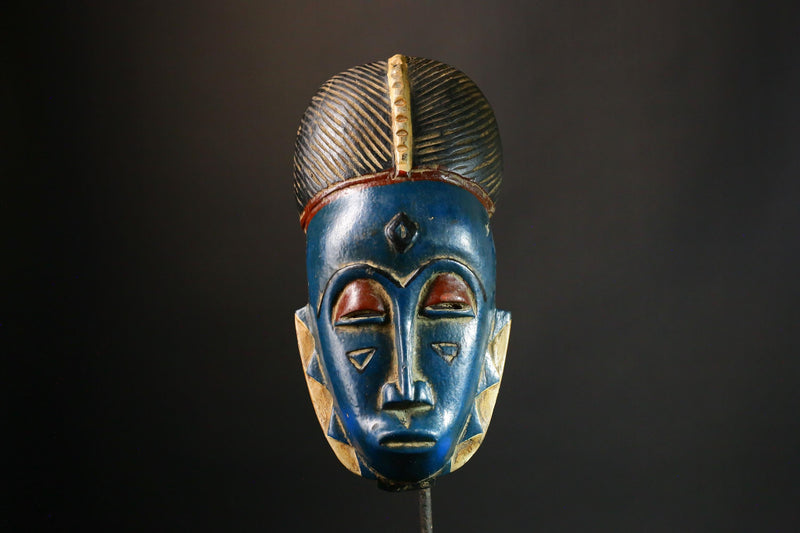 African Guro African Tribal Face Mask, Hand Carved Wooden Wall Hanging, Unique Collectible Art - 9418