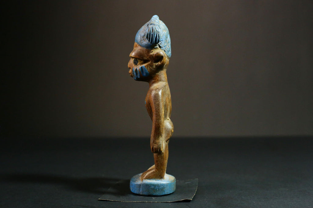 African statue wooden Yoruba Tribal Art, Unique Hand Carved Wooden Statue, Authentic Collectible Decor - 6539