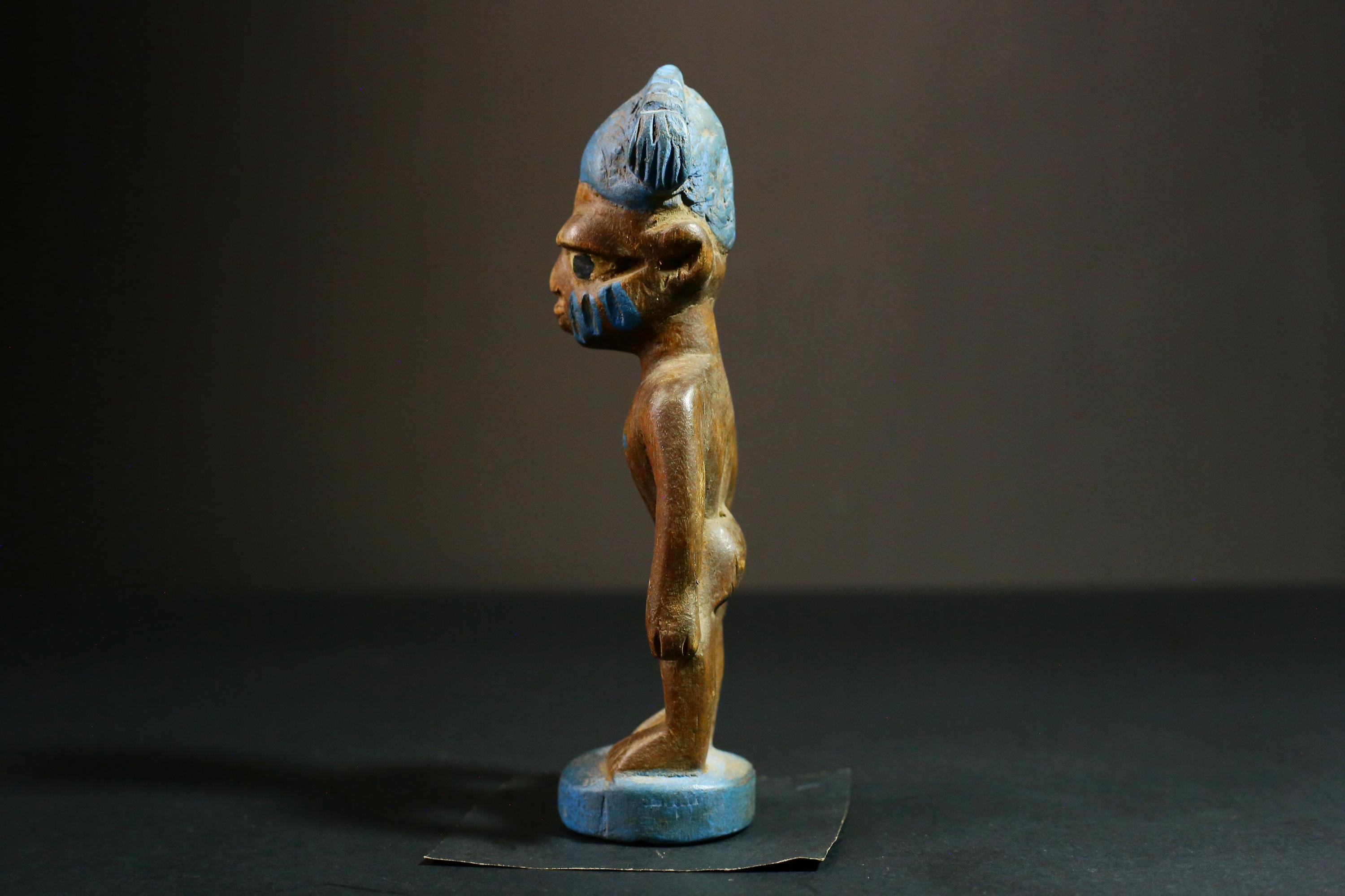 African statue wooden Yoruba Tribal Art, Unique Hand Carved Wooden Statue, Authentic Collectible Decor - 6539
