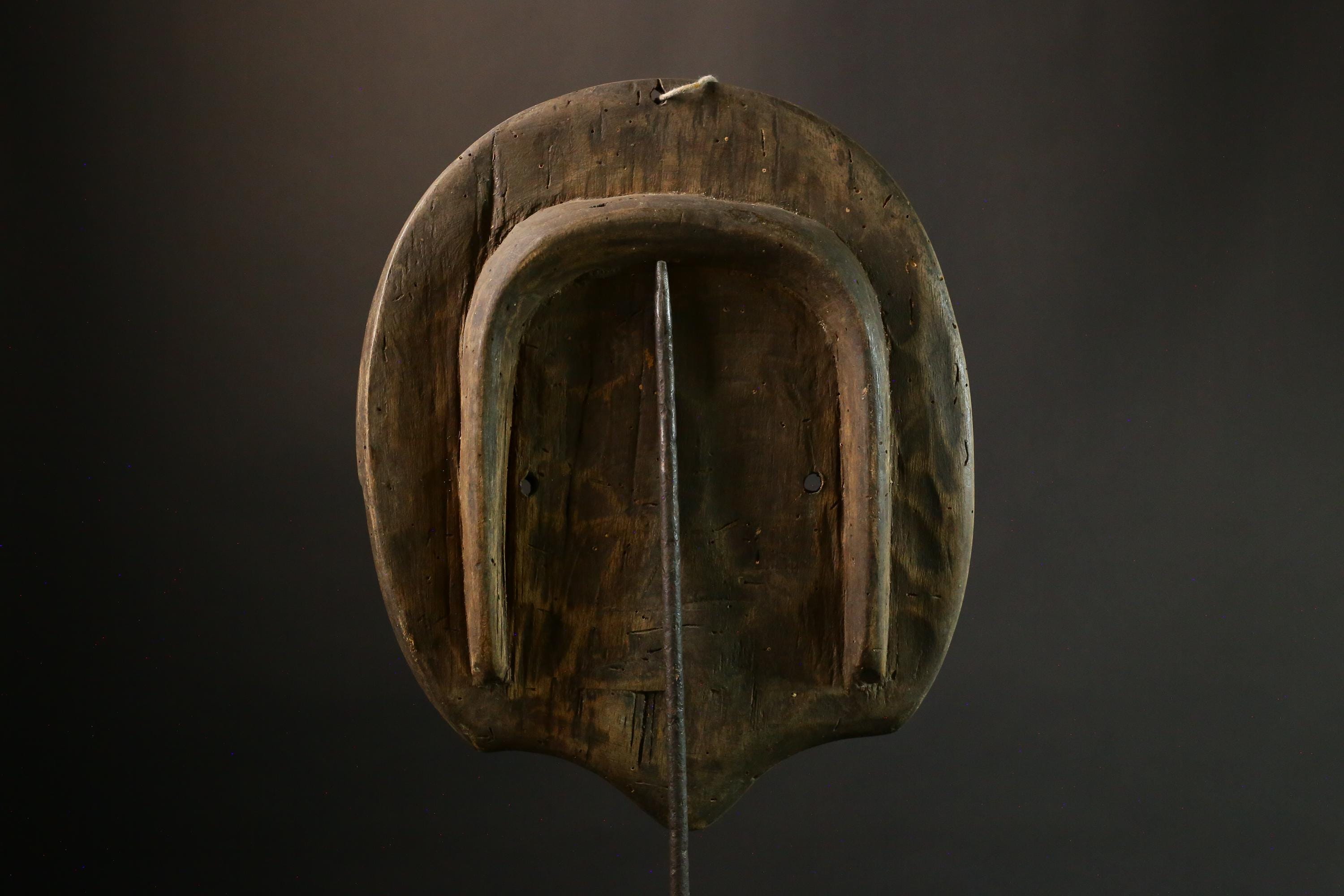African Masks Vintage Eket African Mask, Antique Hand Carved Tribal Face, Unique Wooden Collectible Art - 9415