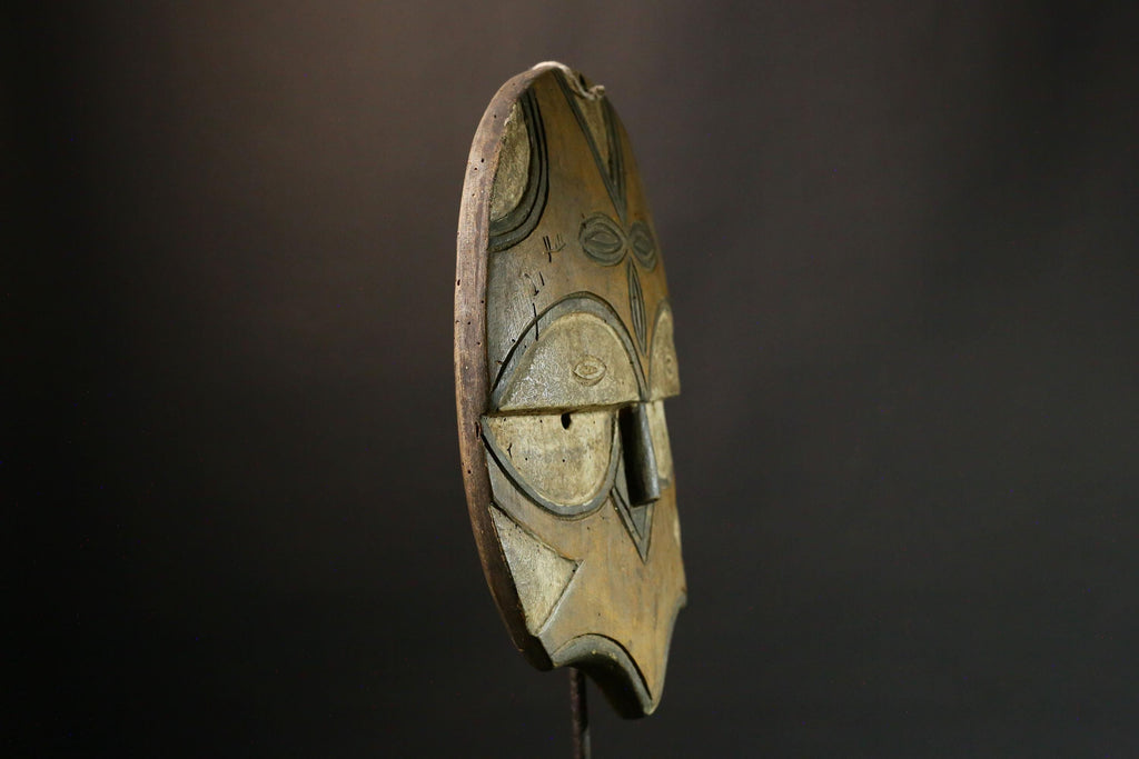 African Masks Vintage Eket African Mask, Antique Hand Carved Tribal Face, Unique Wooden Collectible Art - 9415