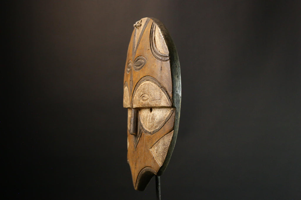 African Masks Vintage Eket African Mask, Antique Hand Carved Tribal Face, Unique Wooden Collectible Art - 9415