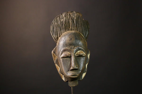 African Mask Handcrafted Baoulé Tribal Face - Vintage Wooden Wall Art, Unique Cultural Decor, Ethnic Sculpture for Home Collectors -5307