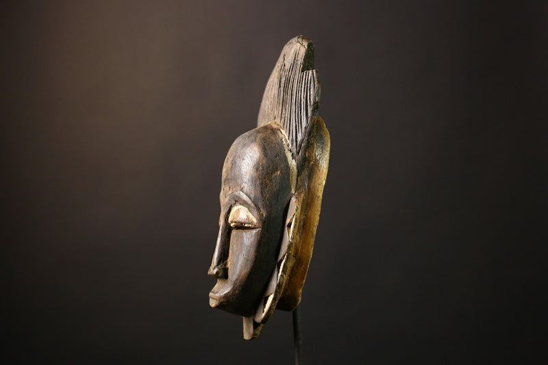 African Mask Handcrafted Baoulé Tribal Face - Vintage Wooden Wall Art, Unique Cultural Decor, Ethnic Sculpture for Home Collectors -5307